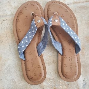 Polka dot flip flops